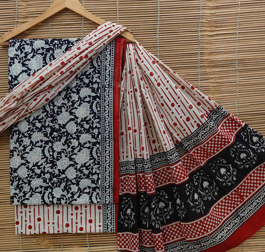 Exclusive Bagru Hand Block Printed Cotton Suit Material With Cotton Dupatta Style 68