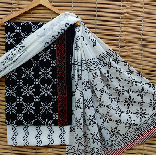 Exclusive Bagru Hand Block Printed Cotton Suit Material With Cotton Dupatta Style 71