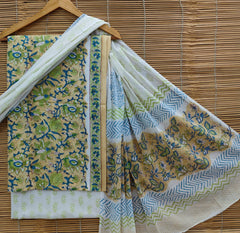 Exclusive Bagru Hand Block Printed Cotton Suit Material With Cotton Dupatta Style 74