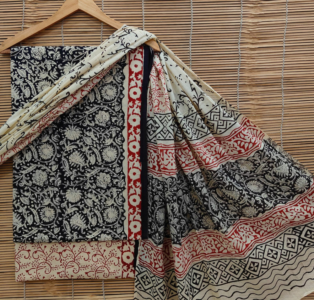 Exclusive Bagru Hand Block Printed Cotton Suit Material With Cotton Dupatta Style 75