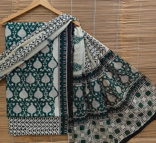 Exclusive Bagru Hand Block Printed Cotton Suit Material With Cotton Dupatta Style 79