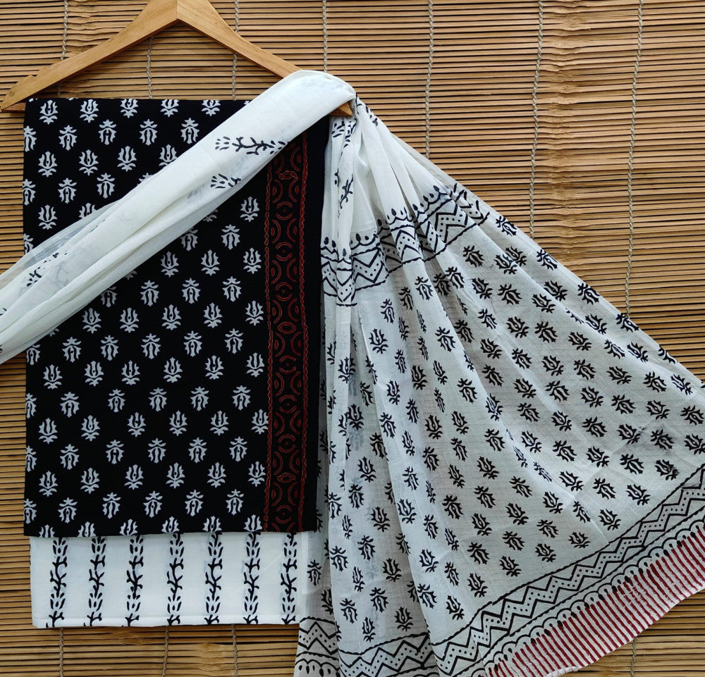 Exclusive Bagru Hand Block Printed Cotton Suit Material With Cotton Dupatta Style 8