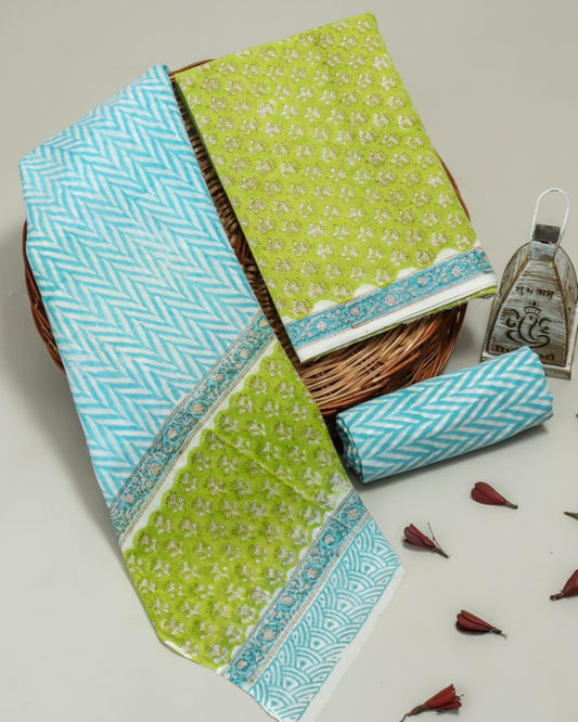 Exclusive Bagru Hand Block Printed Cotton Suit Material With Cotton Dupatta Style 81