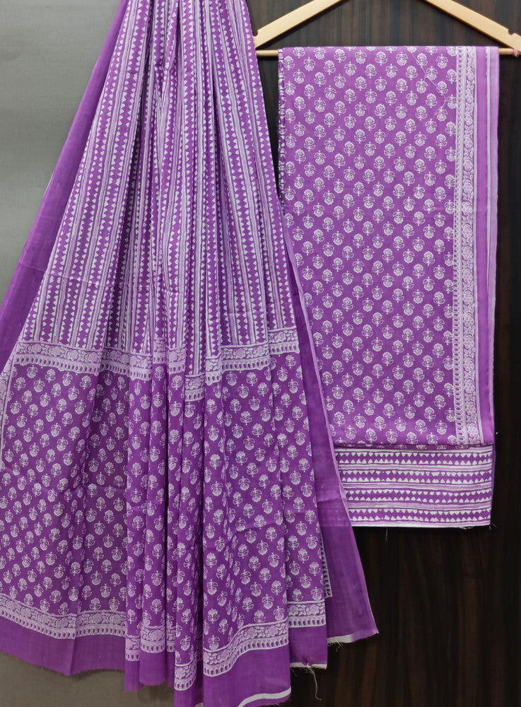 Exclusive Bagru Hand Block Printed Cotton Suit Material With Cotton Dupatta Style 83