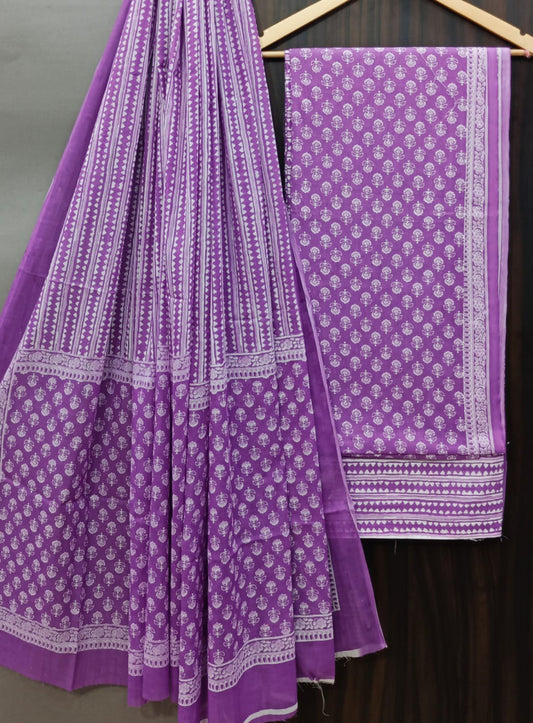 Exclusive Bagru Hand Block Printed Cotton Suit Material With Cotton Dupatta Style 83
