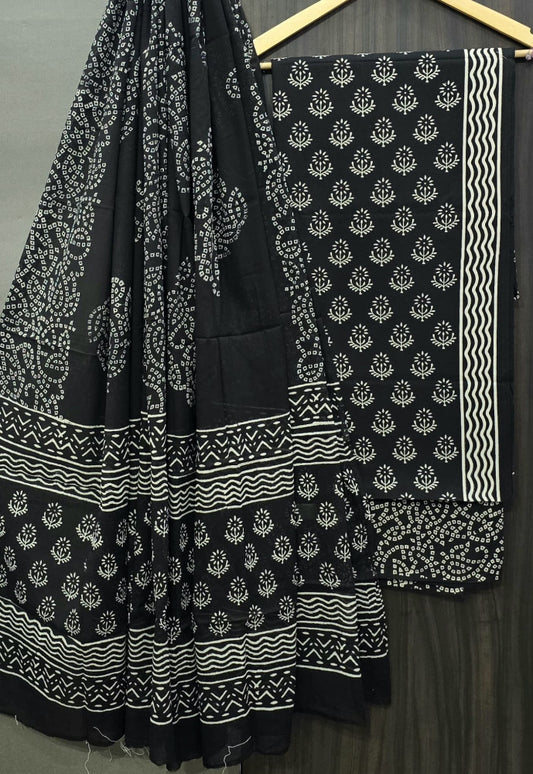 Exclusive Bagru Hand Block Printed Cotton Suit Material With Cotton Dupatta Style 85
