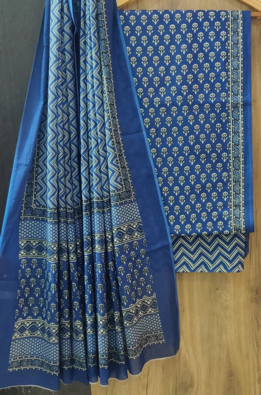 Exclusive Bagru Hand Block Printed Cotton Suit Material With Cotton Dupatta Style 88