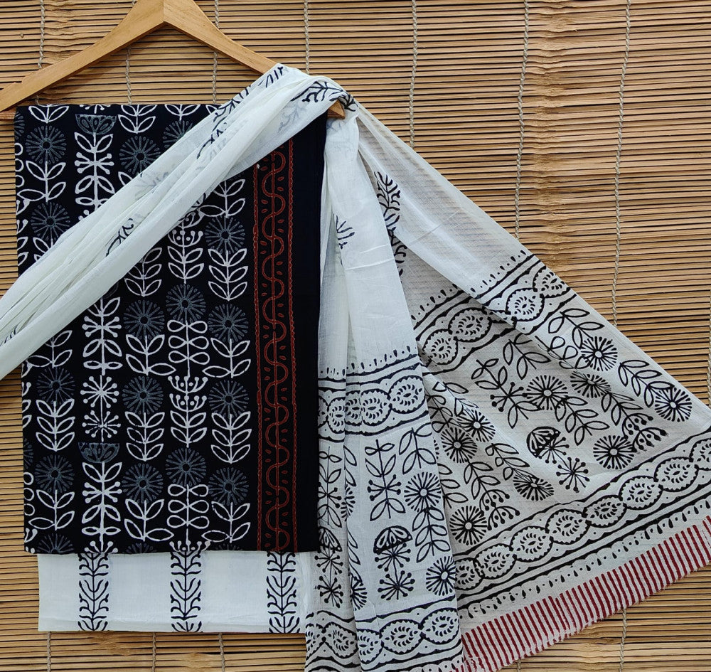 Exclusive Bagru Hand Block Printed Cotton Suit Material With Cotton Dupatta Style 9