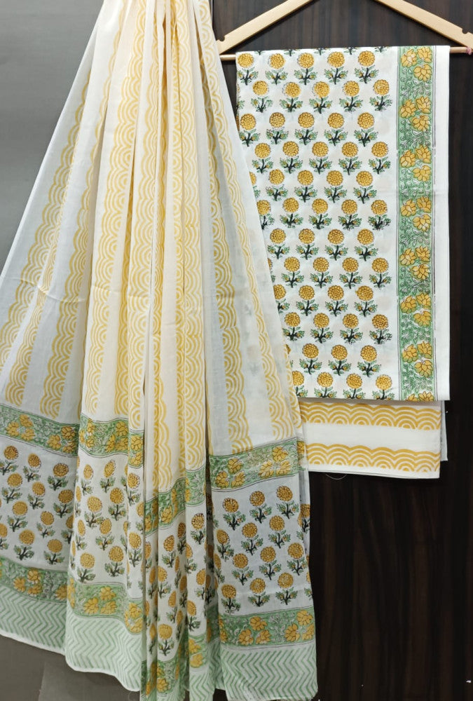 Exclusive Bagru Hand Block Printed Cotton Suit Material With Cotton Dupatta Style 99