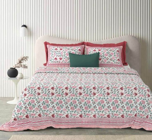 Exclusive Jaipuri Bagru Hand Block Printed Double Bedsheet With Zip Pillow Cover Style 14
