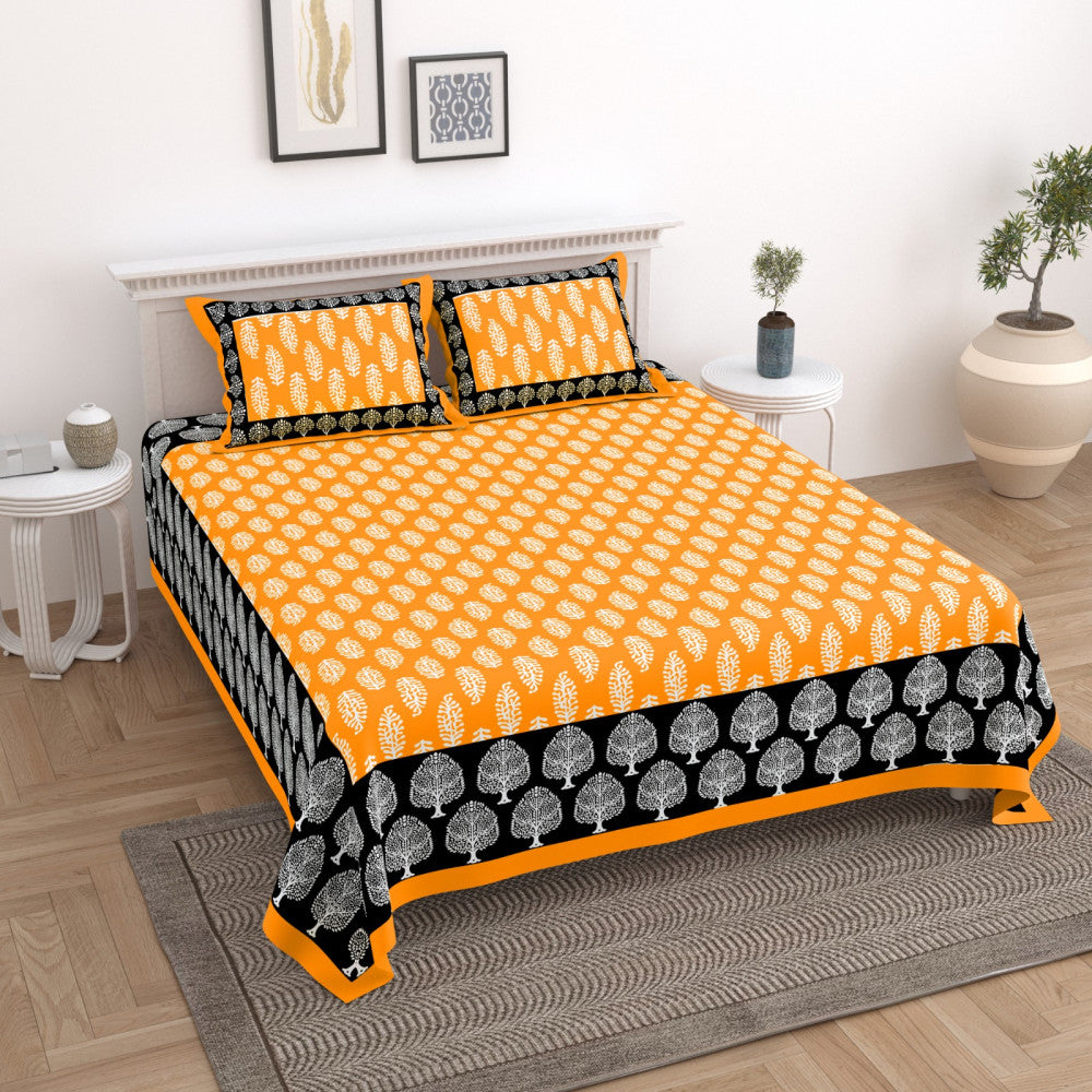 Exclusive Jaipuri Bagru Hand Block Printed Double Bedsheet With Zip Pillow Cover Style 20