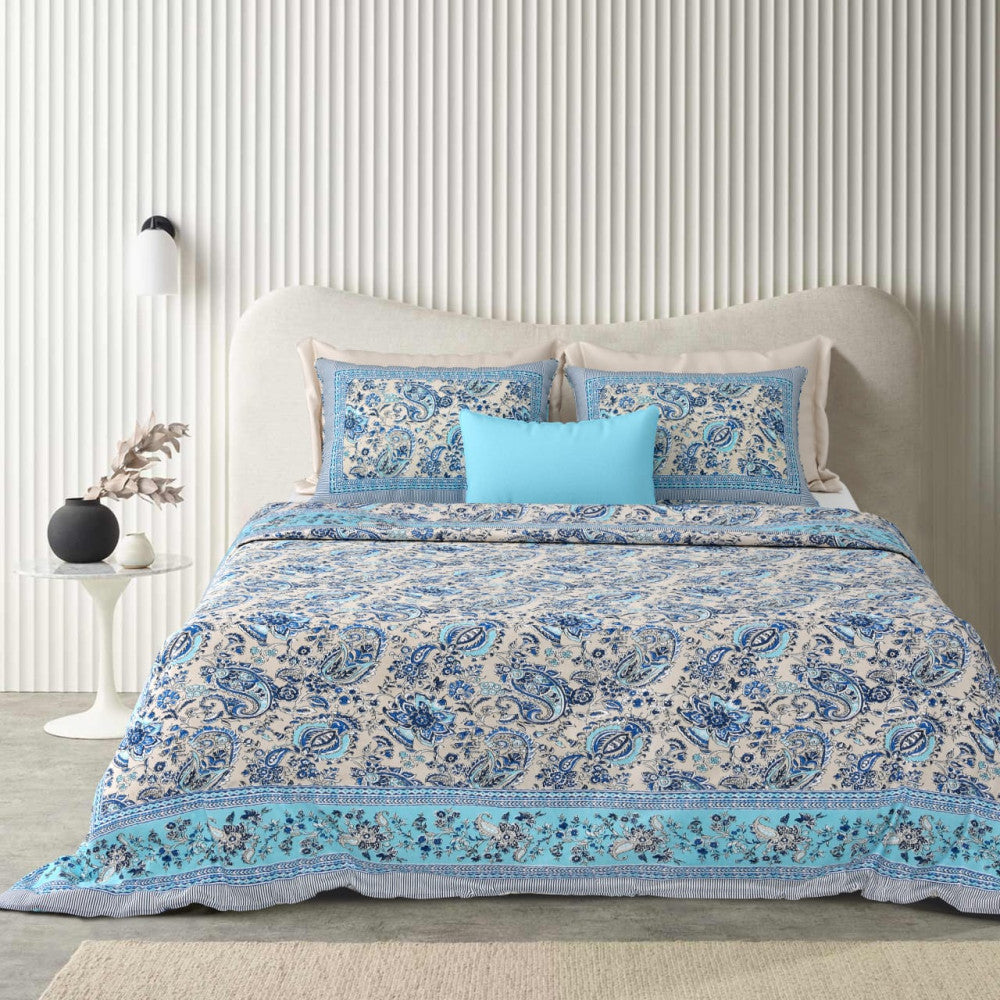 Exclusive Jaipuri Bagru Hand Block Printed Double Bedsheet With Zip Pillow Cover Style 26
