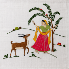 Chamba Rumal of a Girl and the Deer