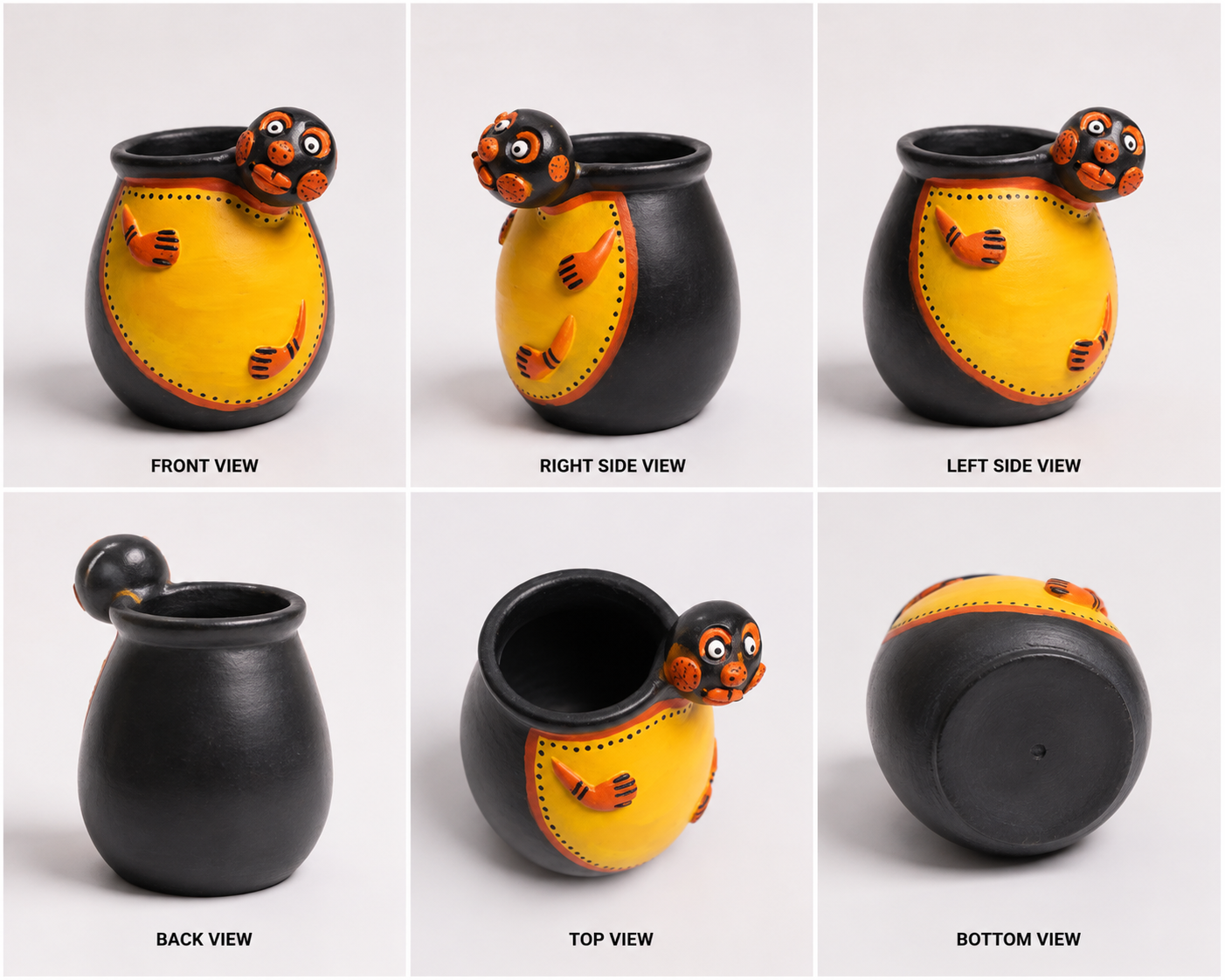 Handmade Eco-friendly Beautiful Black Pottery of Nizamabad Monkey Shape Pen Stand