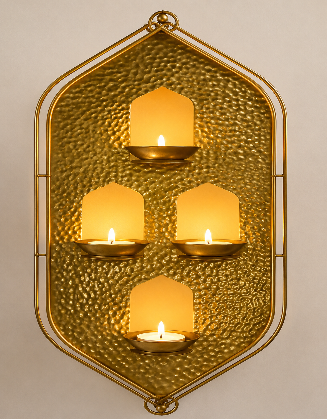 Golden Iron Shadow Four Diya Stand