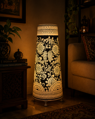 Andhra Pradesh Leather Puppetry Floral Decorative Showpiece Lamp