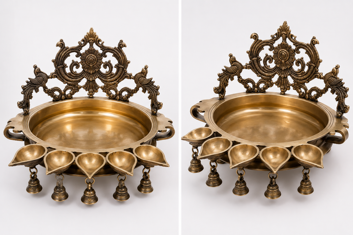 Brass Finish Fancy Urli With Diya