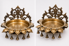 Brass Finish Fancy Urli With Diya