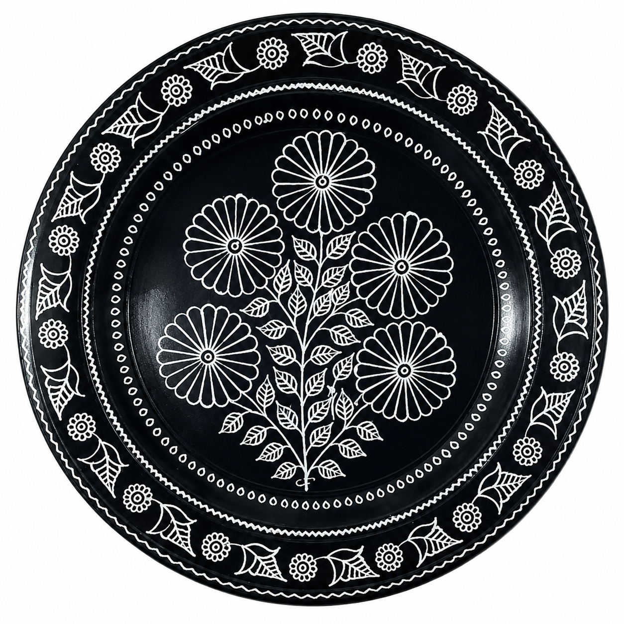 Eco-friendly Handmade Black Pottery of Nizamabad-Round Shaped Wall Hanging