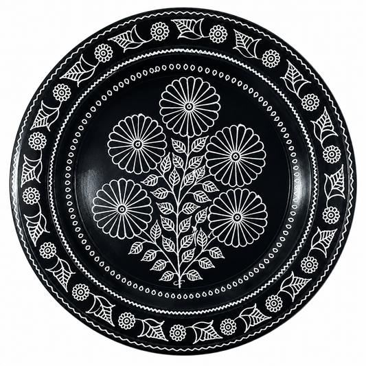 Eco-friendly Handmade Black Pottery of Nizamabad-Round Shaped Wall Hanging