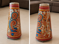 Andhra Pradesh Leather Puppetry Peacock Printed Decorative Showpiece Lamp