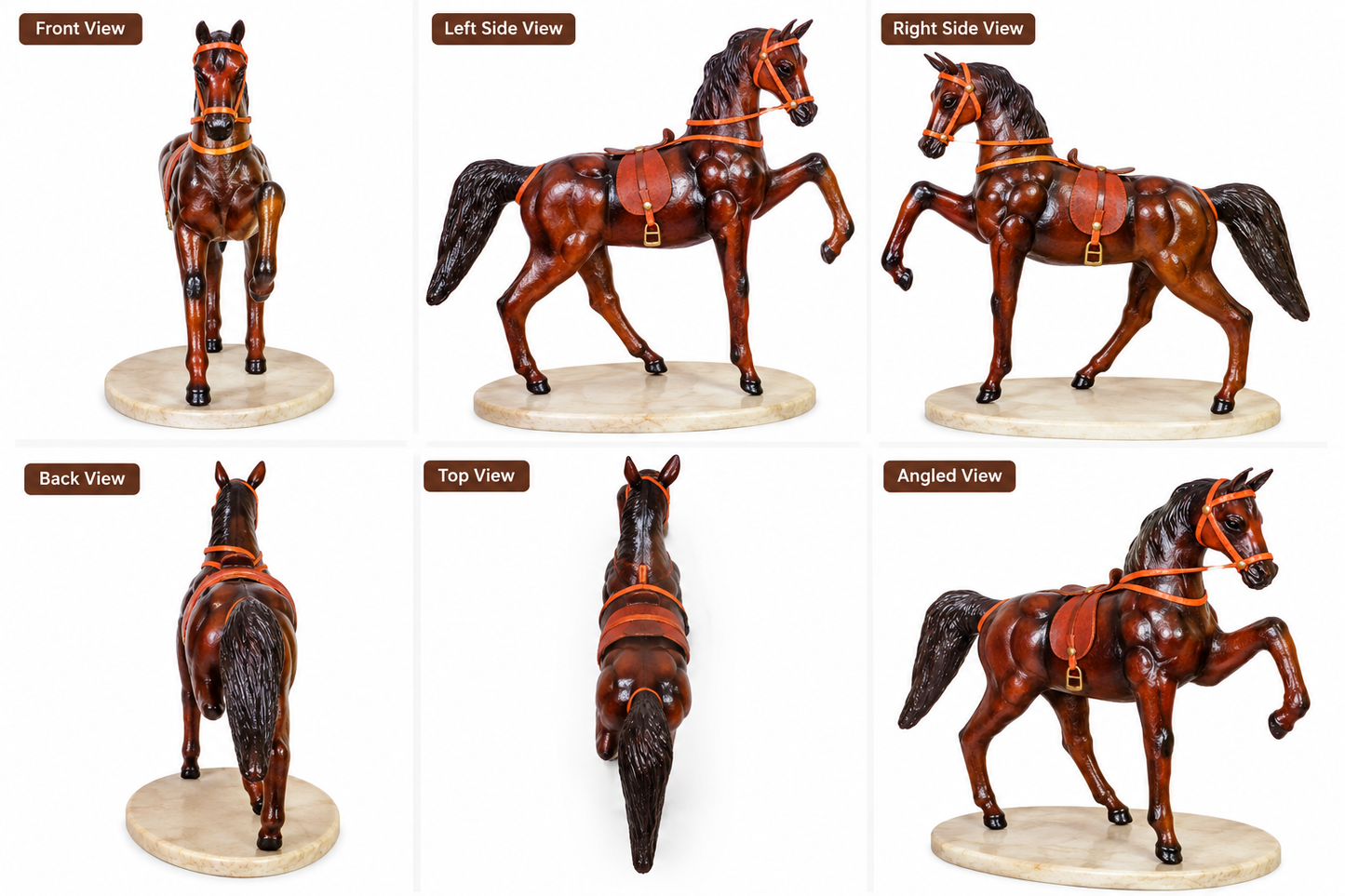 Leather Handicraft Trotting Horse - 6 Inch