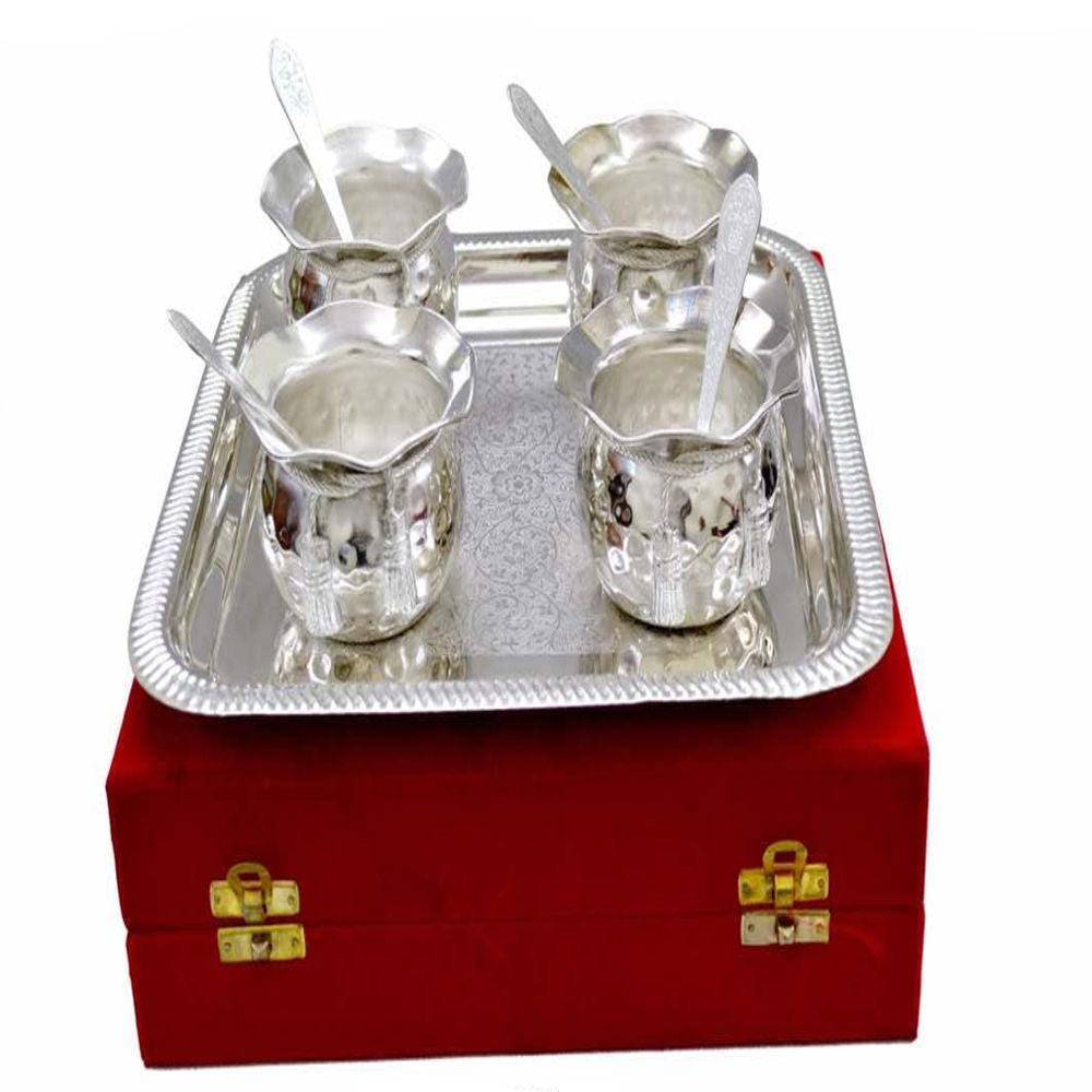 Fancy Silver Brass Set Of 4 Bowls