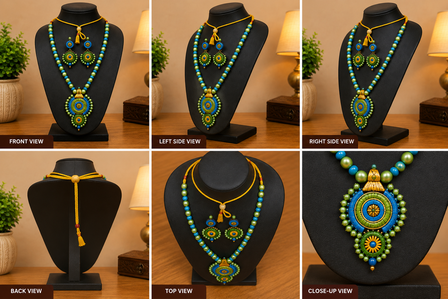 Multi-color Bankura Panchmura Terracotta Craft Necklace Jewellery Set