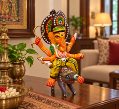 Varanasi Wooden Lacquerware & Toys Lord Ganesha Flying Statue