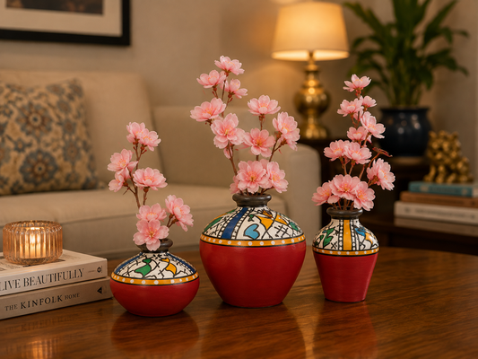 Terracota Red Vase set of 3