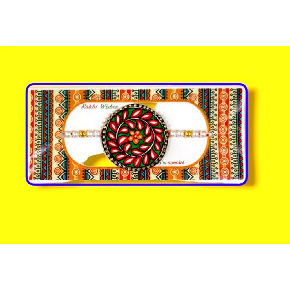 Flower Pattern Classic Madhubani Rakhi