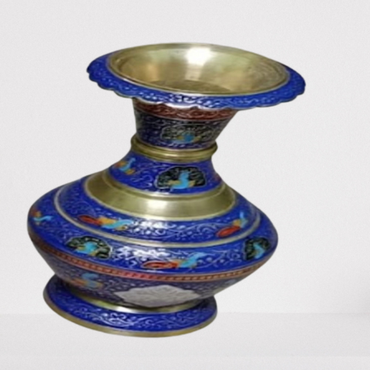 Flower Vase Dark Blue Kashmiri Work (8 Inch)