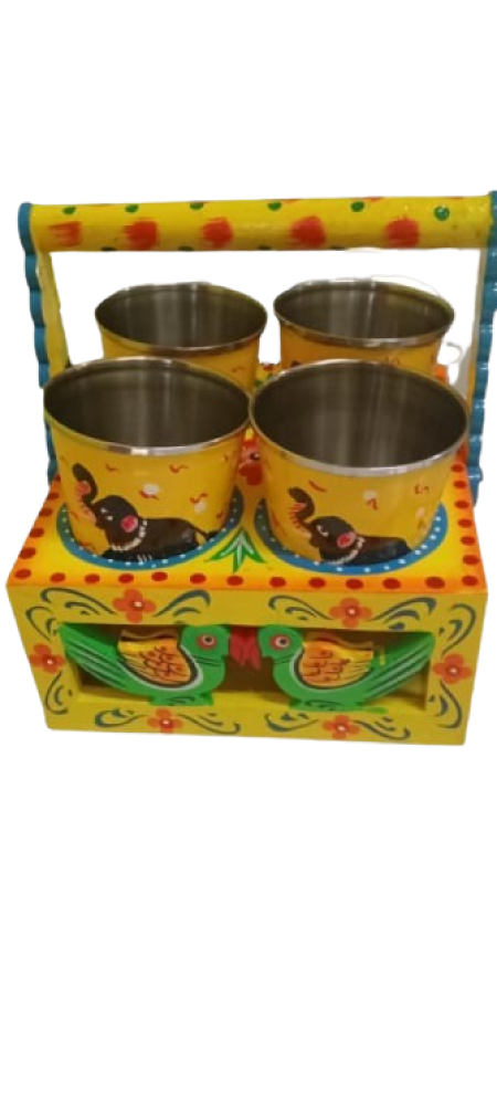 Four Glass Wood Stand