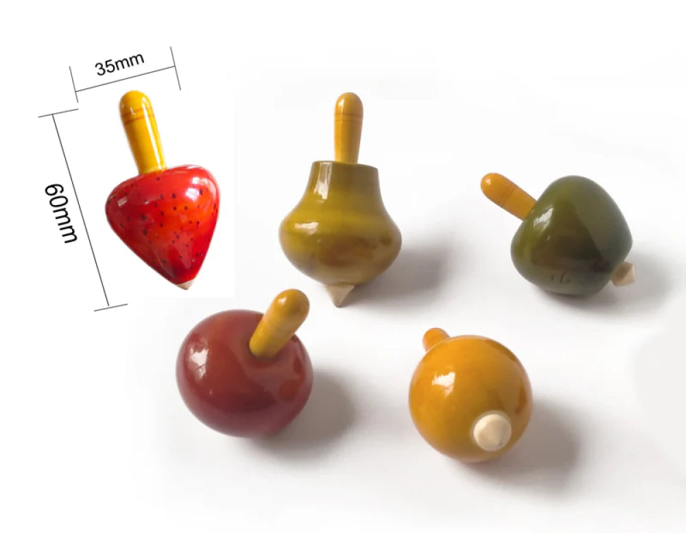 Fruit & Vegetable Spinning Tops Assorted set of 5