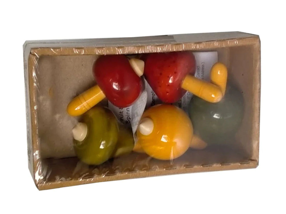 Fruit & Vegetable Spinning Tops Assorted set of 5