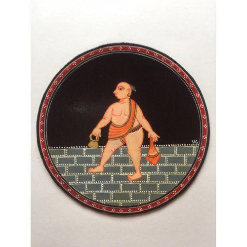 Delightful Handmade Mysore Dashavtar Ganjifa Card Design Of Guru Chanakya Painting