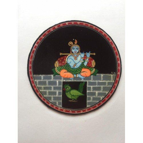 Delightful Handmade Mysore Dashavtar Ganjifa Card Design Of Lord Krishna