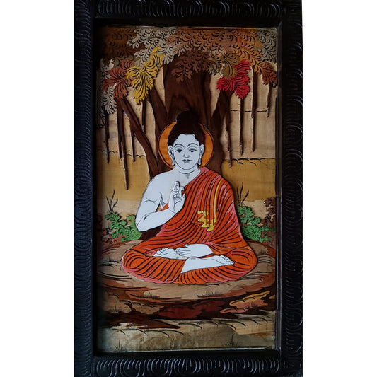 Gauthama Buddha Rosewood Inlay Mysore Painting