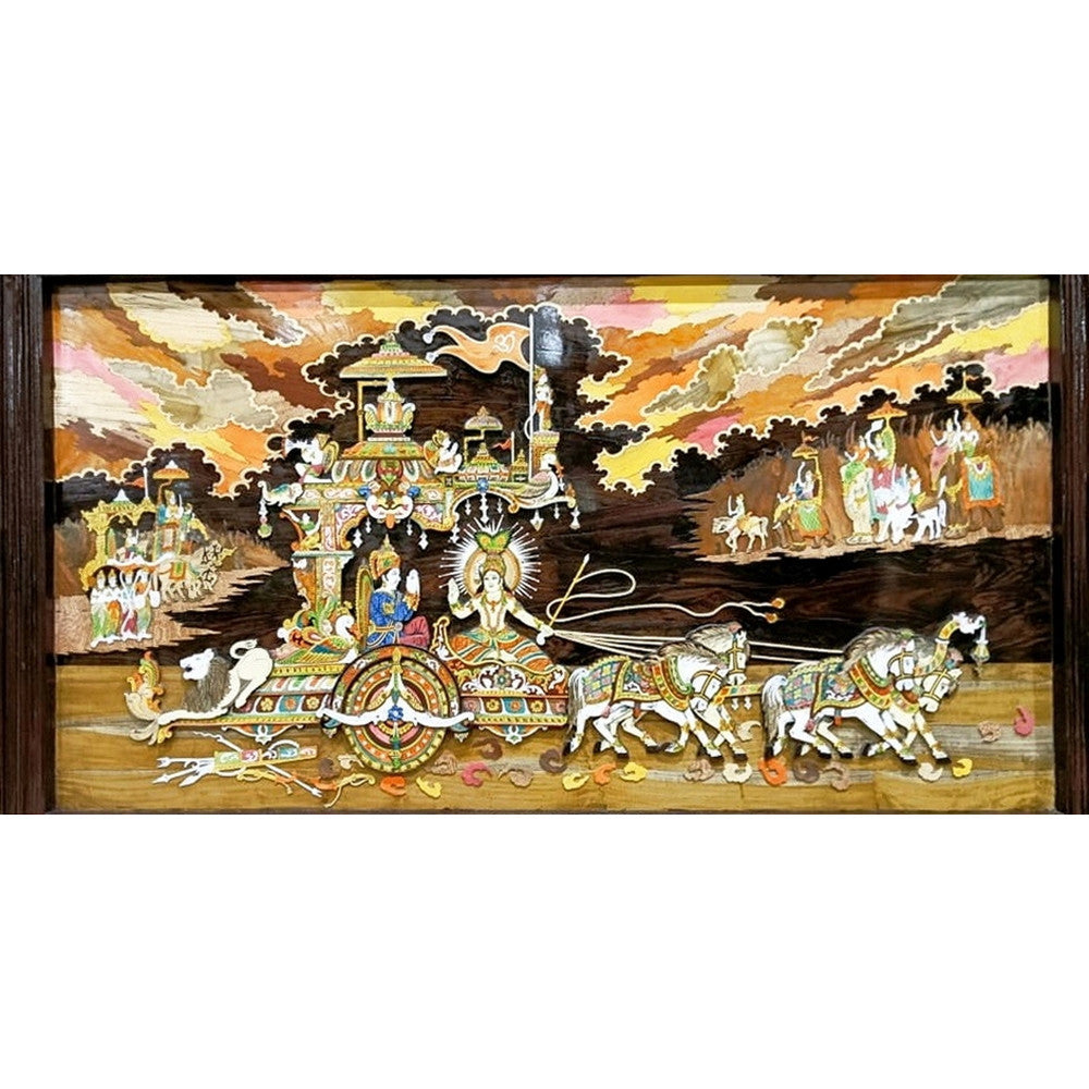 Geethopadesham Mysore Rosewood Inlay Painting