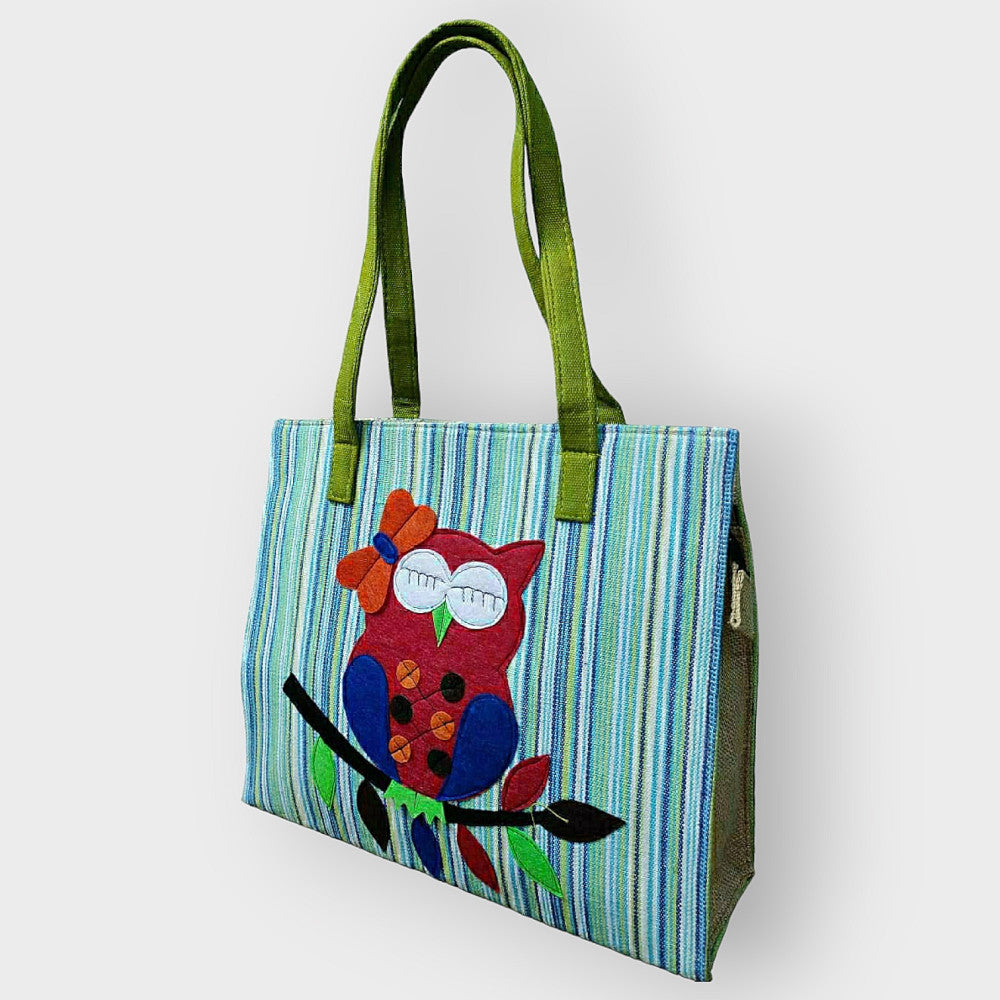 Ghazipur Handmade Fancy Colorful Jute Owl Hand Bag