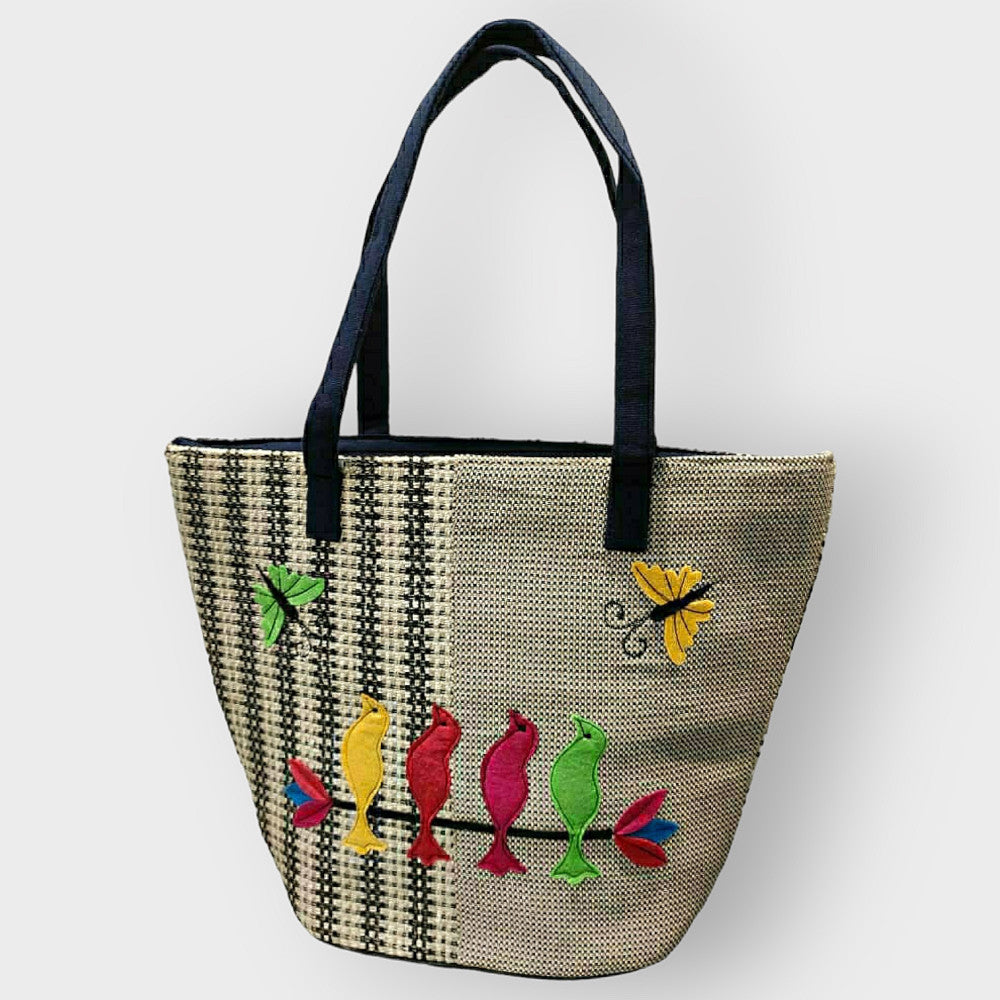 Ghazipur Handmade Fancy Jute Bird & Butterfly Hand Bag