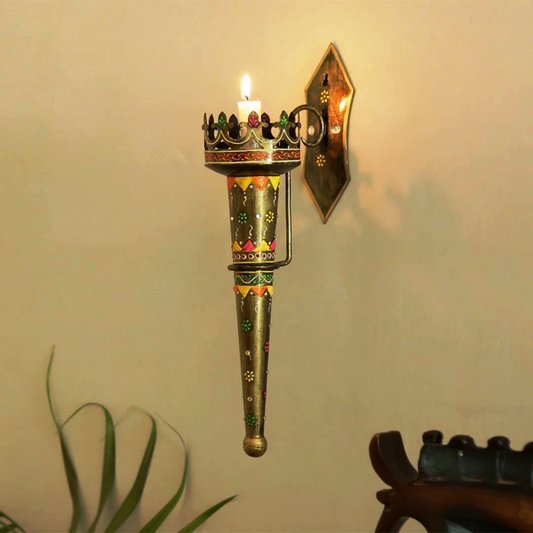 Gold Metal Wall Mashal Candle Big