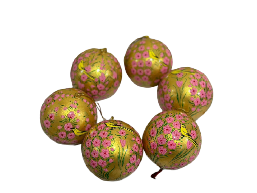 Gold & Pink Floral Christmas Tree Décor