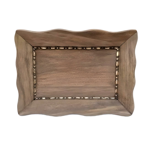 Gold With Garden Wood Tray