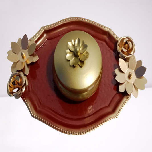 Golden & Brown Kumkum Tray