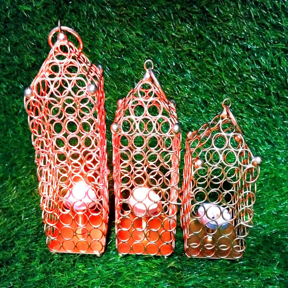 Golden Hanging Tealight Set of 3 Diyas