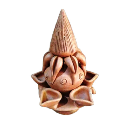 Traditional Handicraft Gorakhpur Terracotta Clay Small Kalash Design Diya Stand For Diwali Decoratio