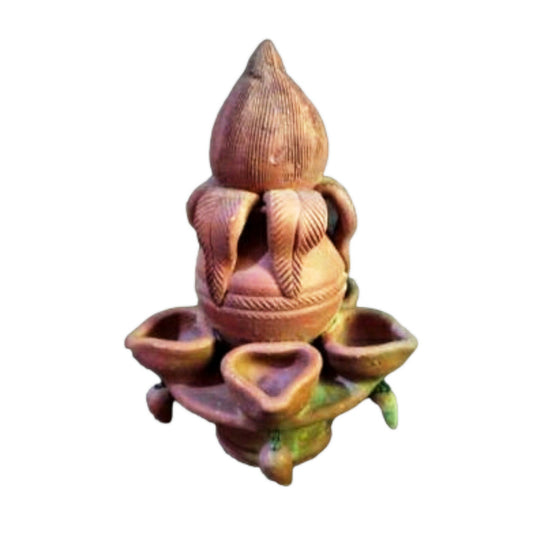 Gorakhpur Terracotta Clay Small Kalash Design Diya Stand