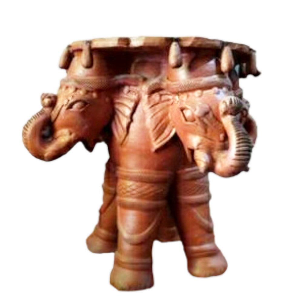 Beautiful Handicraft Gorakhpur Terracotta Clay Design Elephant Table For Decoration Purpose