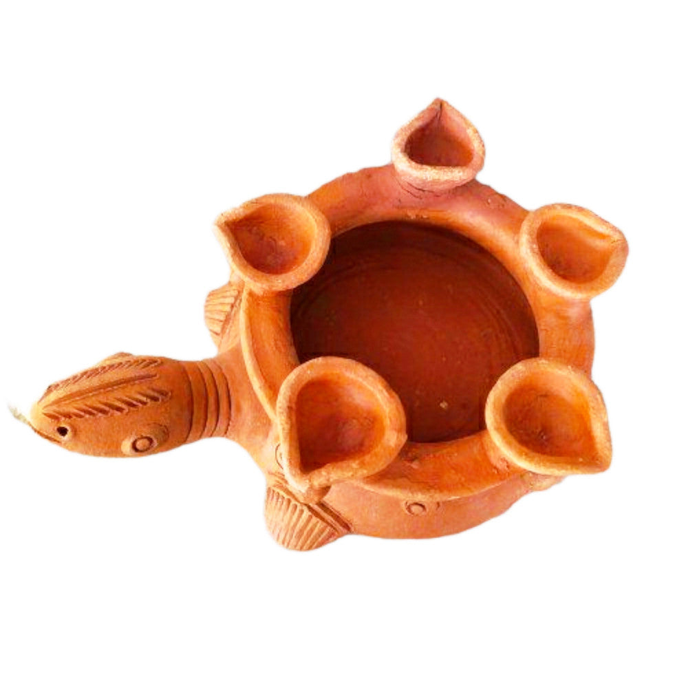 Handicraft Turtle Diya Stand Gorakhpur Terracotta